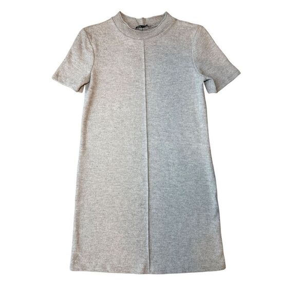 ZARA Short Sleeve Soft Mini Shift Dress In Gray - Picture 10 of 13